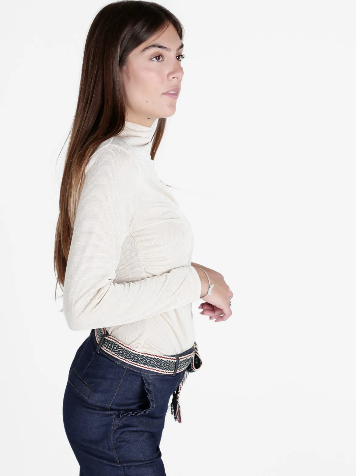 Unique Maglia donna accollata a maniche lunghe