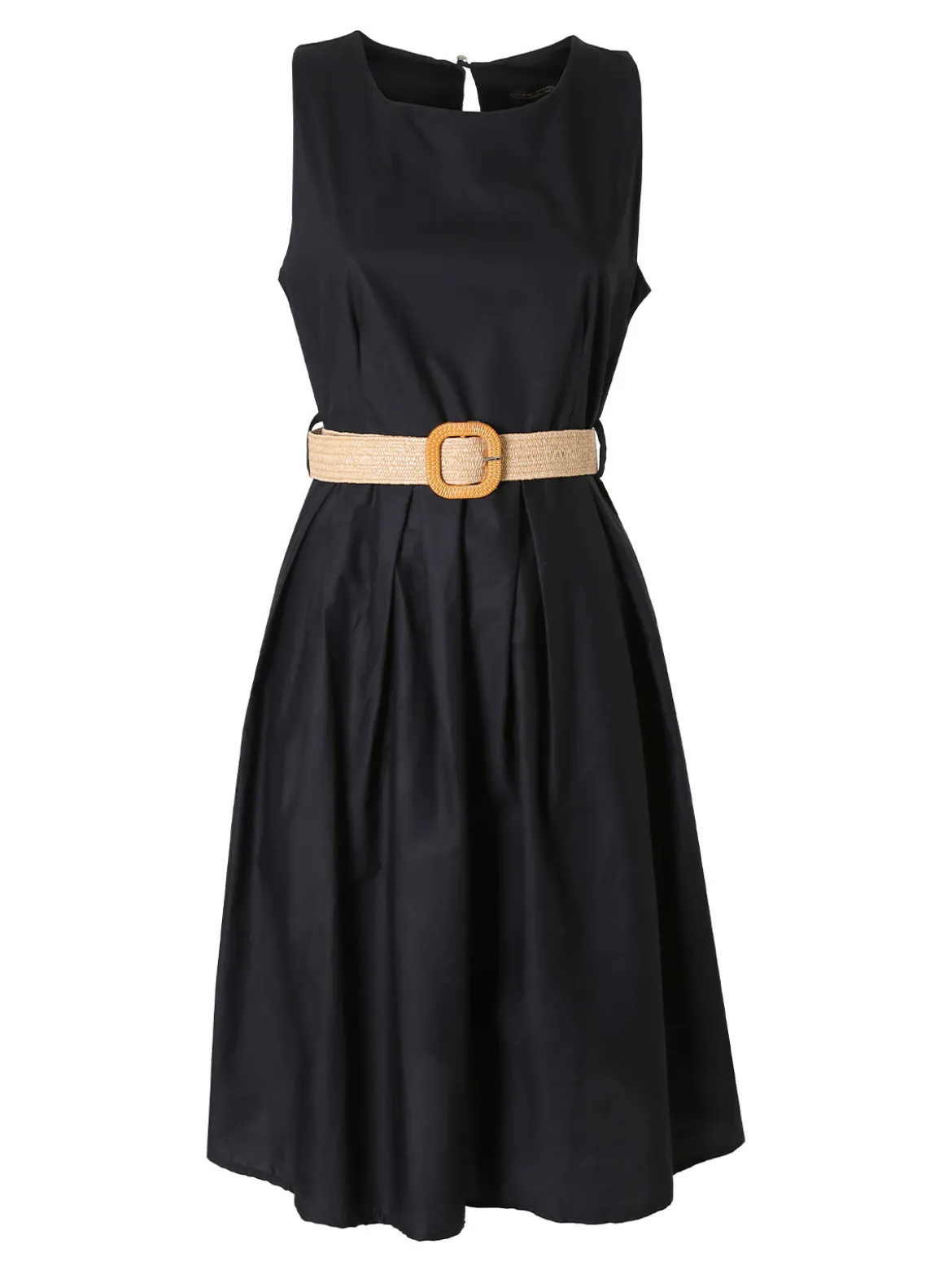 Unique Vestito donna smanicato in cotone con cintura
