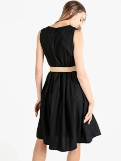 Unique Vestito donna smanicato in cotone con cintura