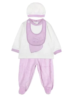 Urchin Completo lungo da neonata in ciniglia con accessori - lilla