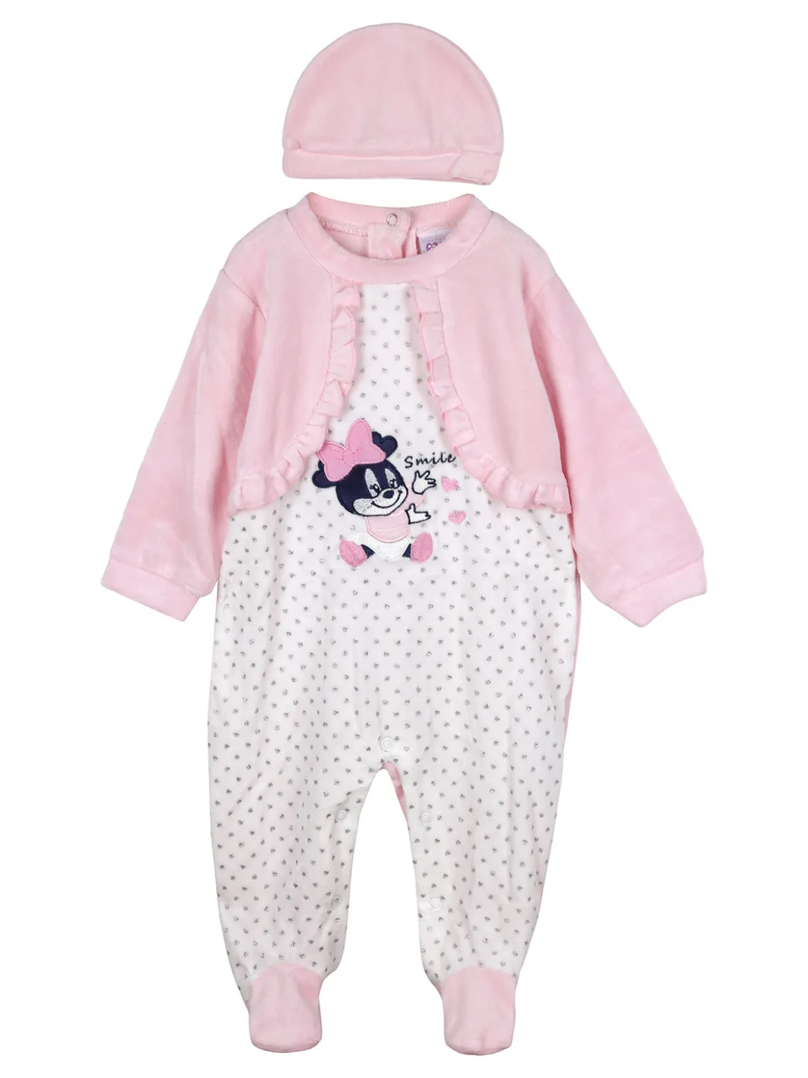Urchin Tutina da neonata in ciniglia con accessori coordinati - rosa