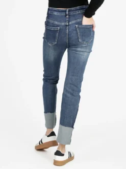 Vale Denim Jeans donna slim fit con maxi risvolto