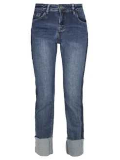 Vale Denim Jeans donna slim fit con maxi risvolto