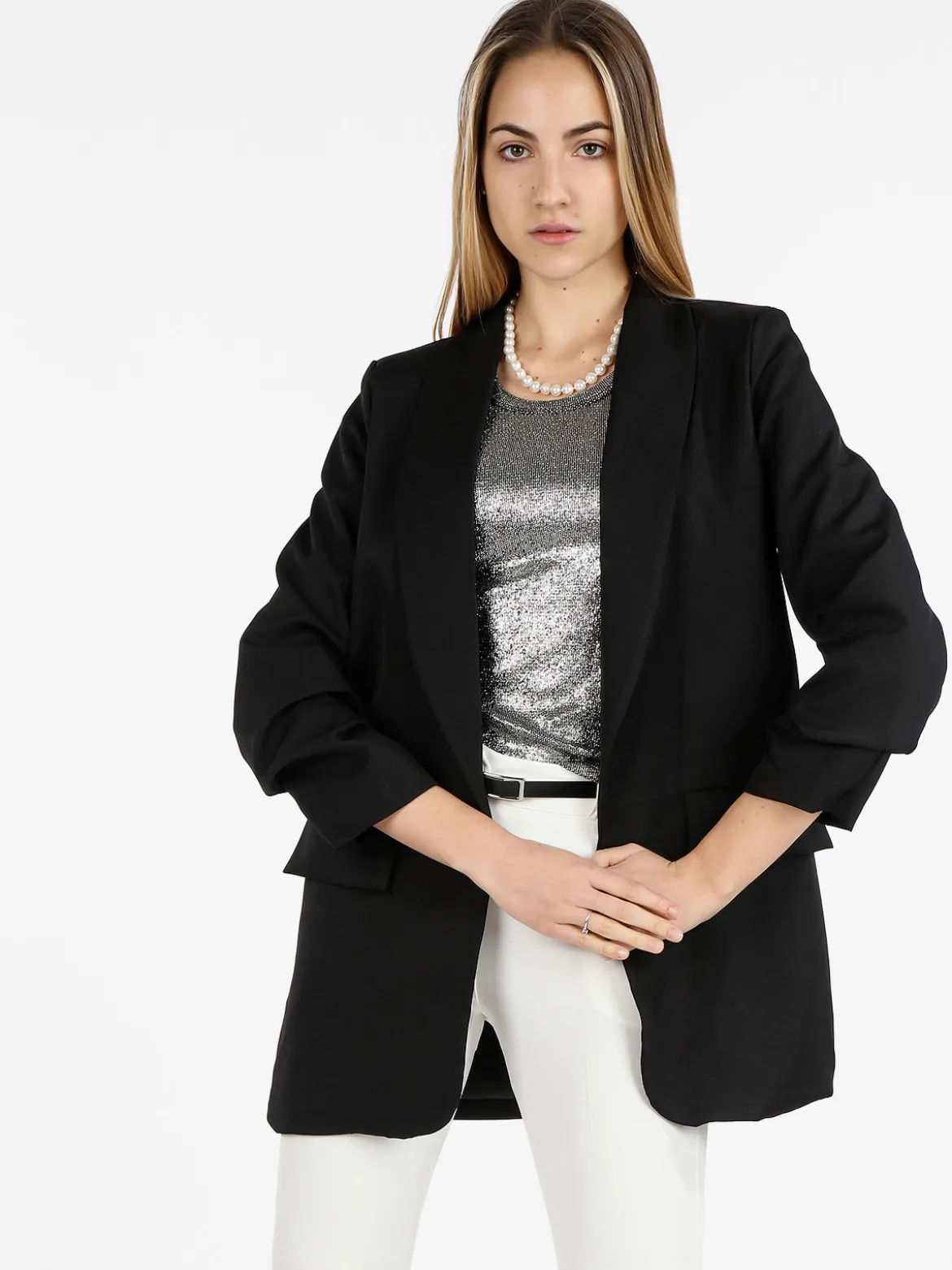 Vanita Blazer donna aperto con maniche arricciate