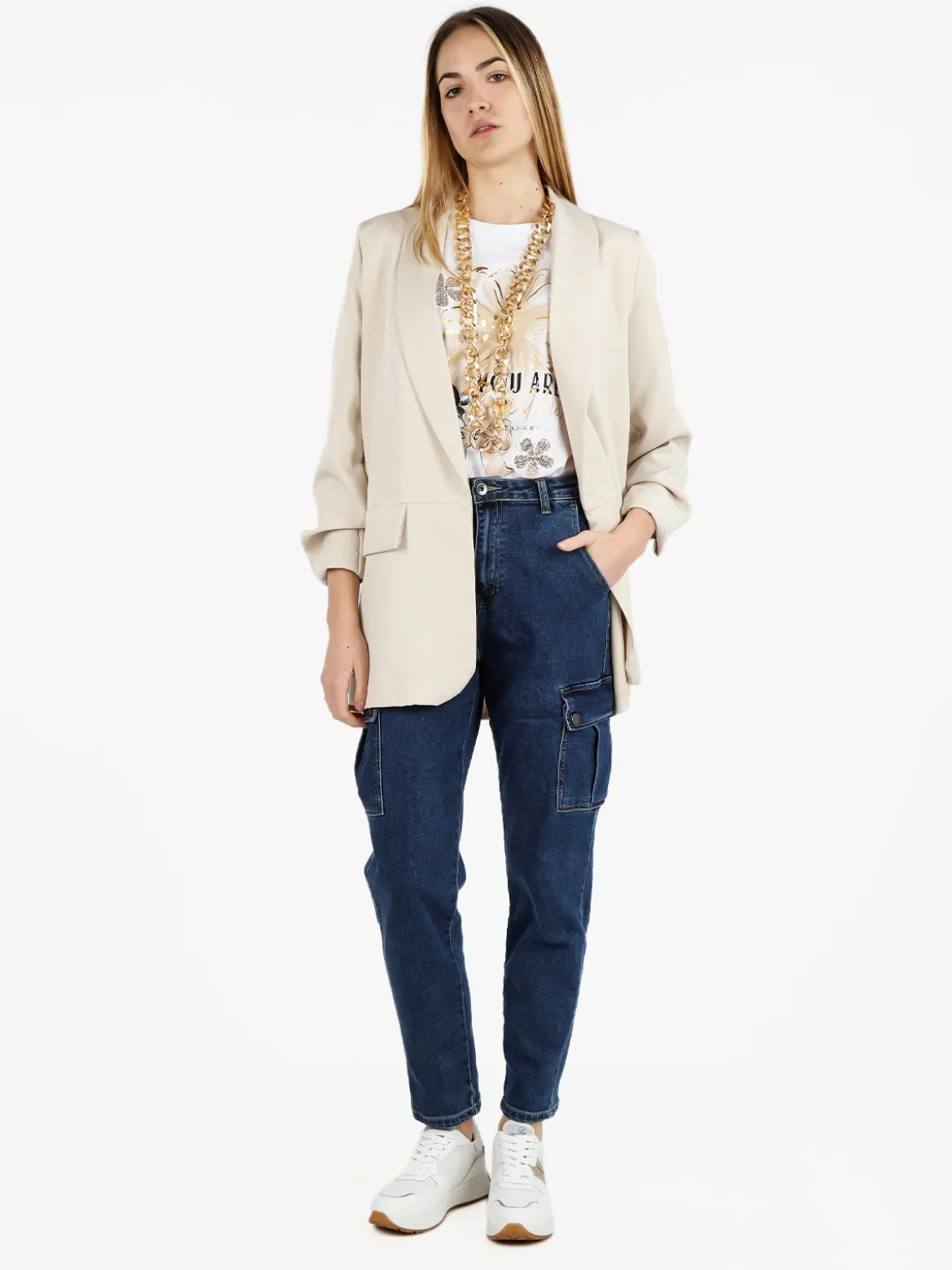 Vanita Blazer donna aperto con maniche arricciate