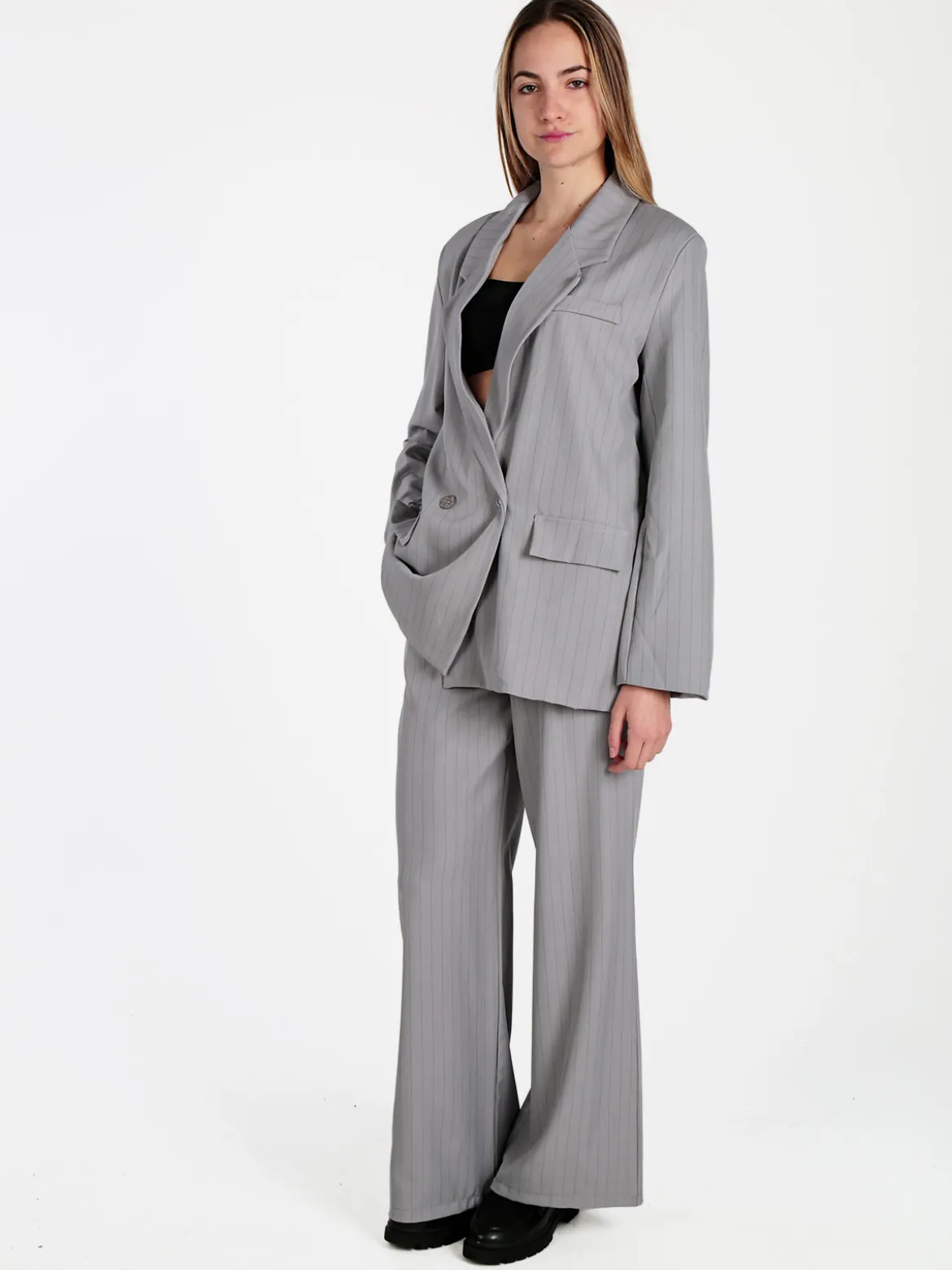 Vanita Blazer donna gessato con chiusura a doppio petto