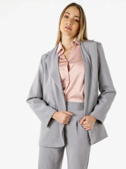 Vanita Blazer donna oversize con bottone - grigio