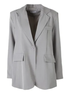 Vanita Blazer donna oversize con bottone - grigio