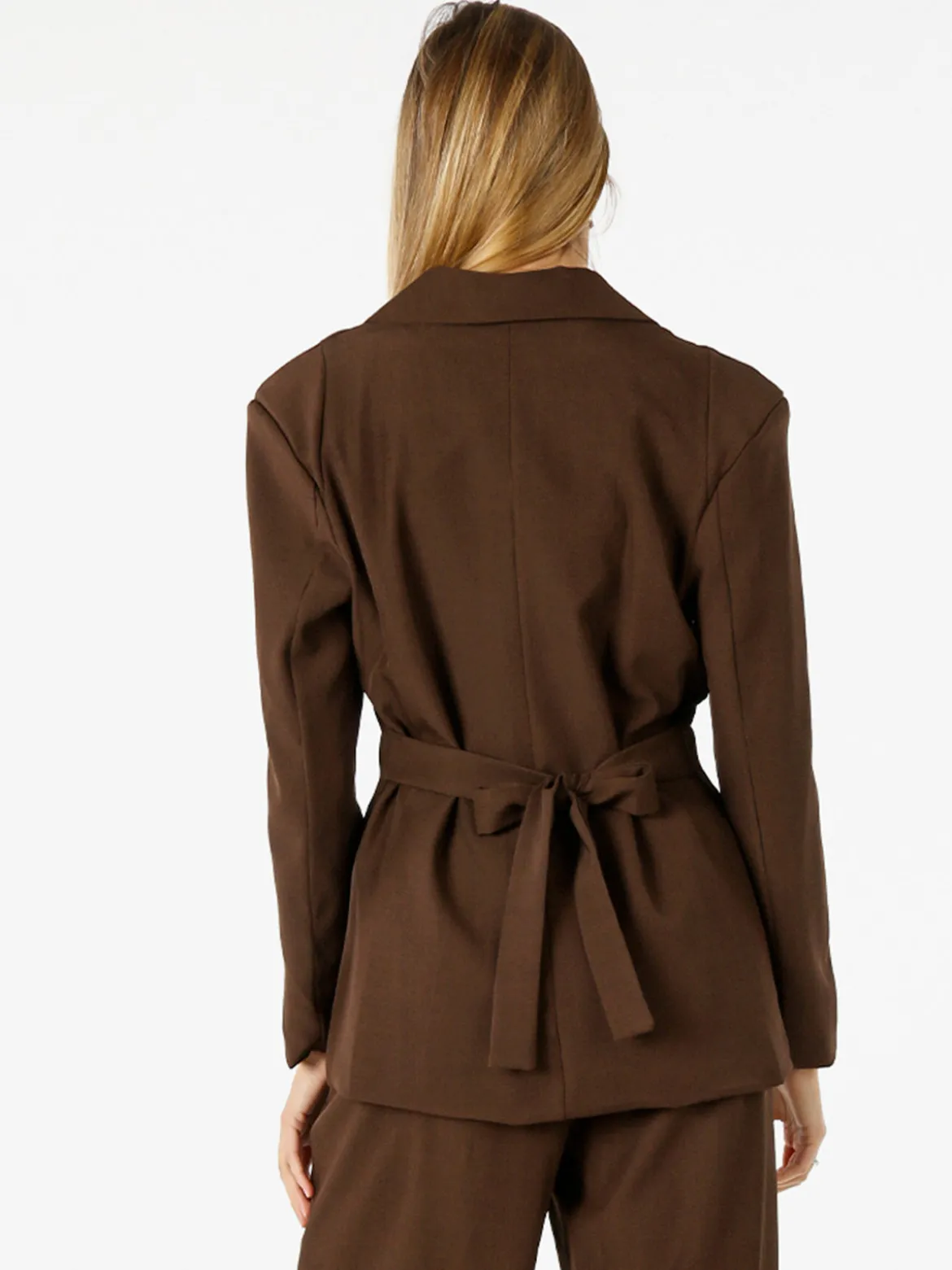 Vanita Blazer elegante da donna a doppiopetto con bottoni - marrone
