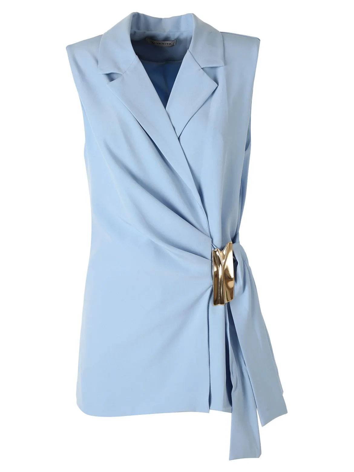 Vanita Gilet donna con dettaglio dorato - azzurro