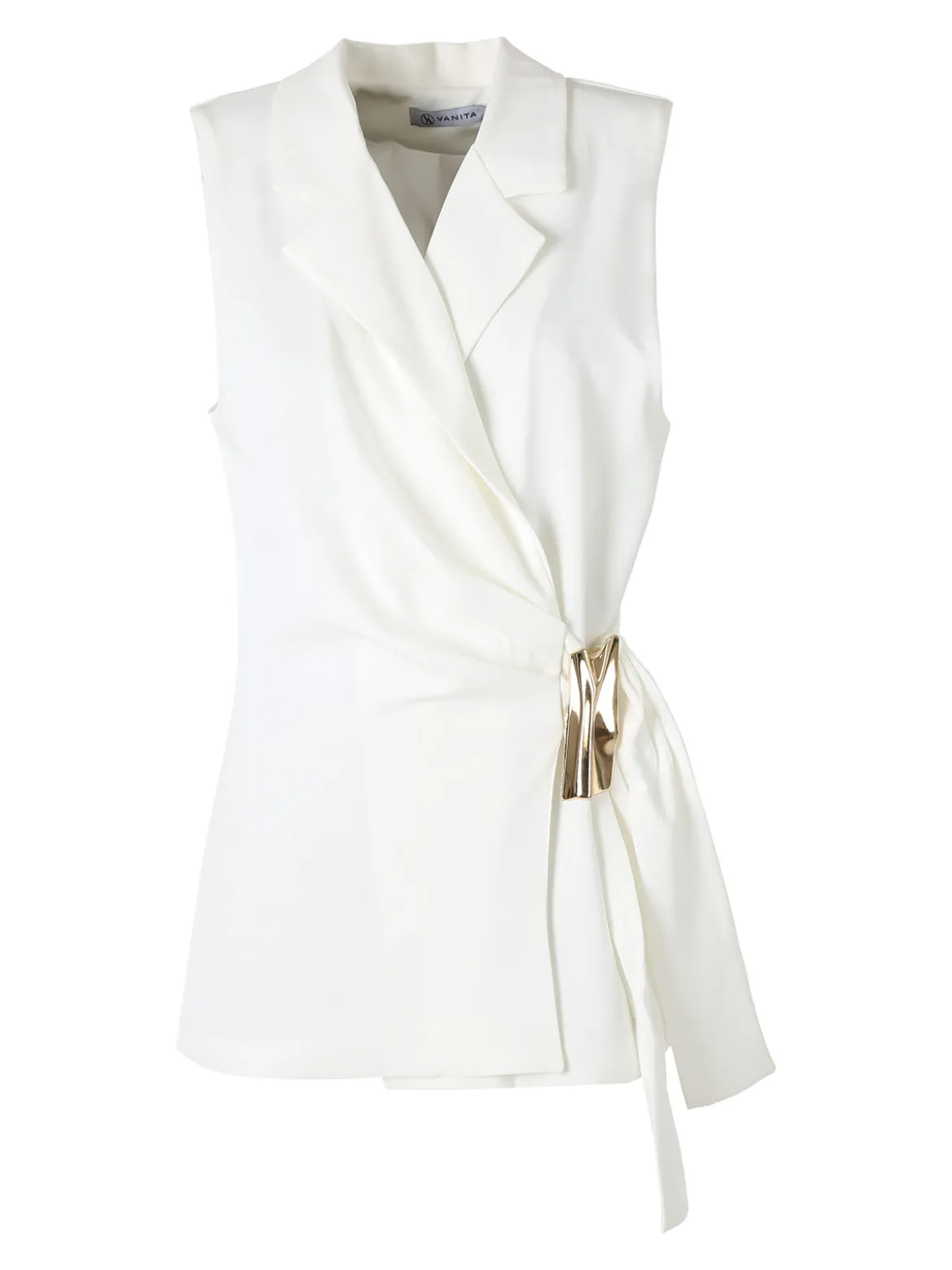Vanita Gilet donna con dettaglio dorato - bianco