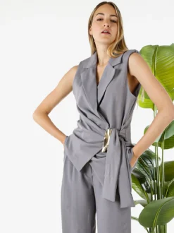Vanita Gilet donna con dettaglio dorato - grigio