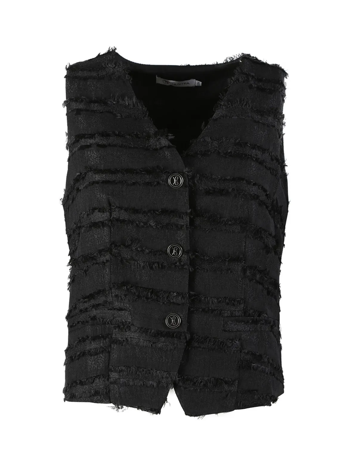 Vanita Gilet donna con dettagli sfrangiati - nero