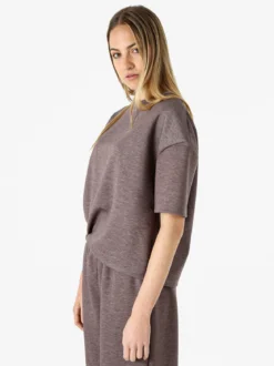 Vanita T-shirt donna oversize in felpa - moro