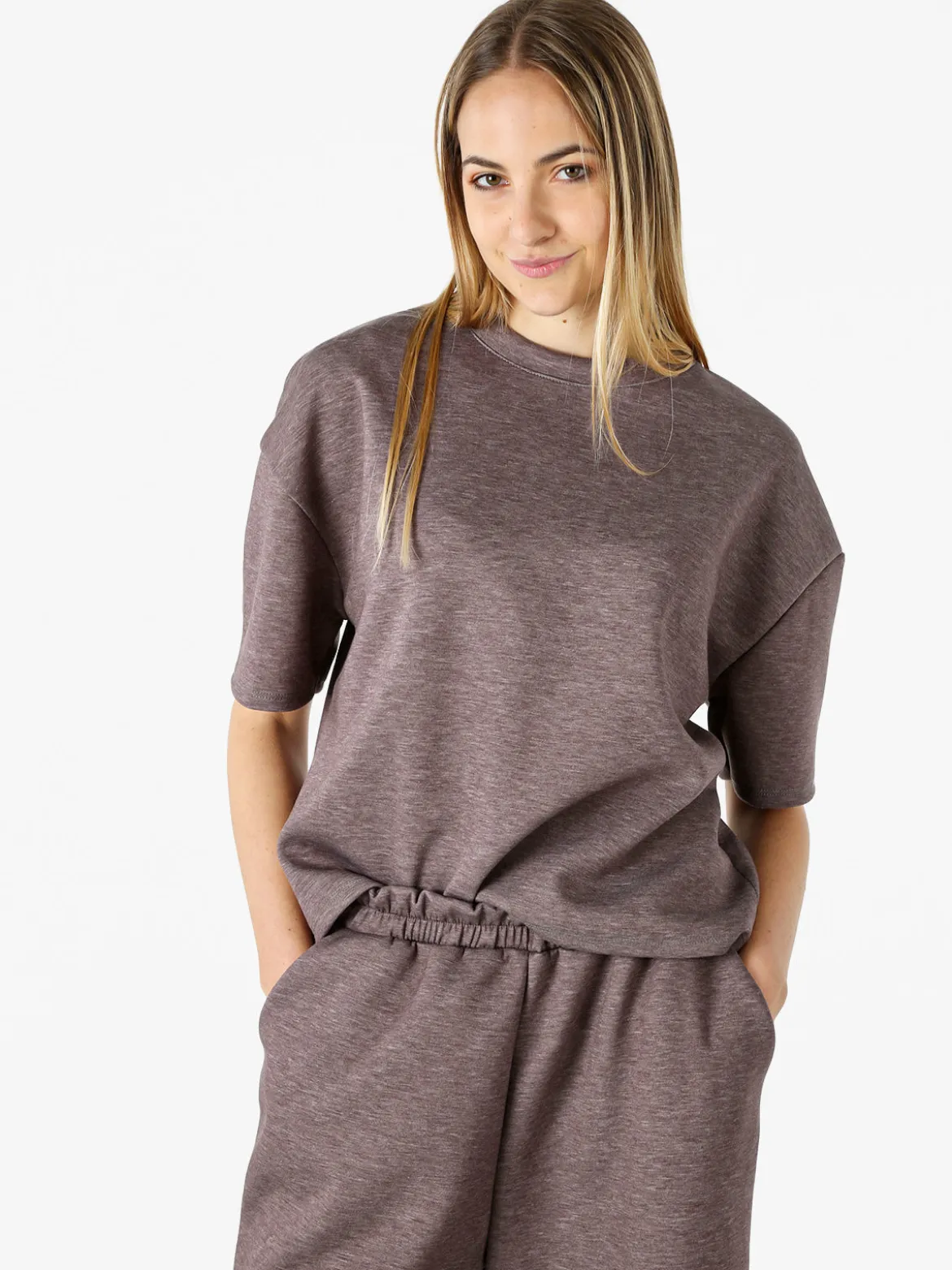 Vanita T-shirt donna oversize in felpa - moro