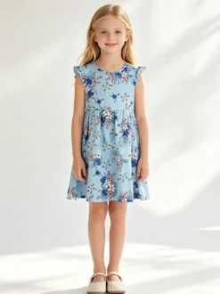 Vanity Girl'S Vestito da bambina floreale con maniche corte a volant