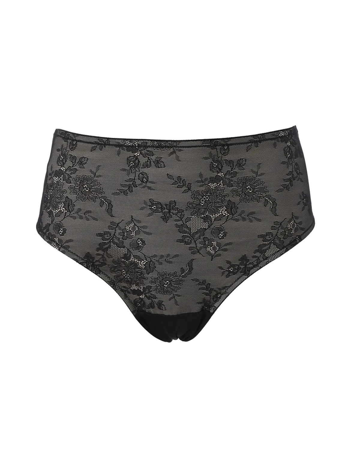 Verde Veronica DR35 Slip donna a vita alta con pizzo - nero