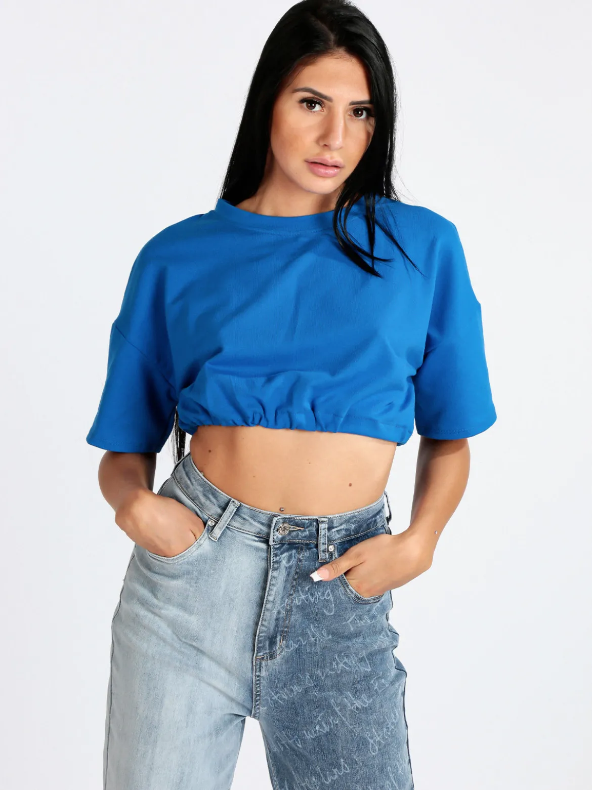 W.Angel Felpa cropped donna manica corta