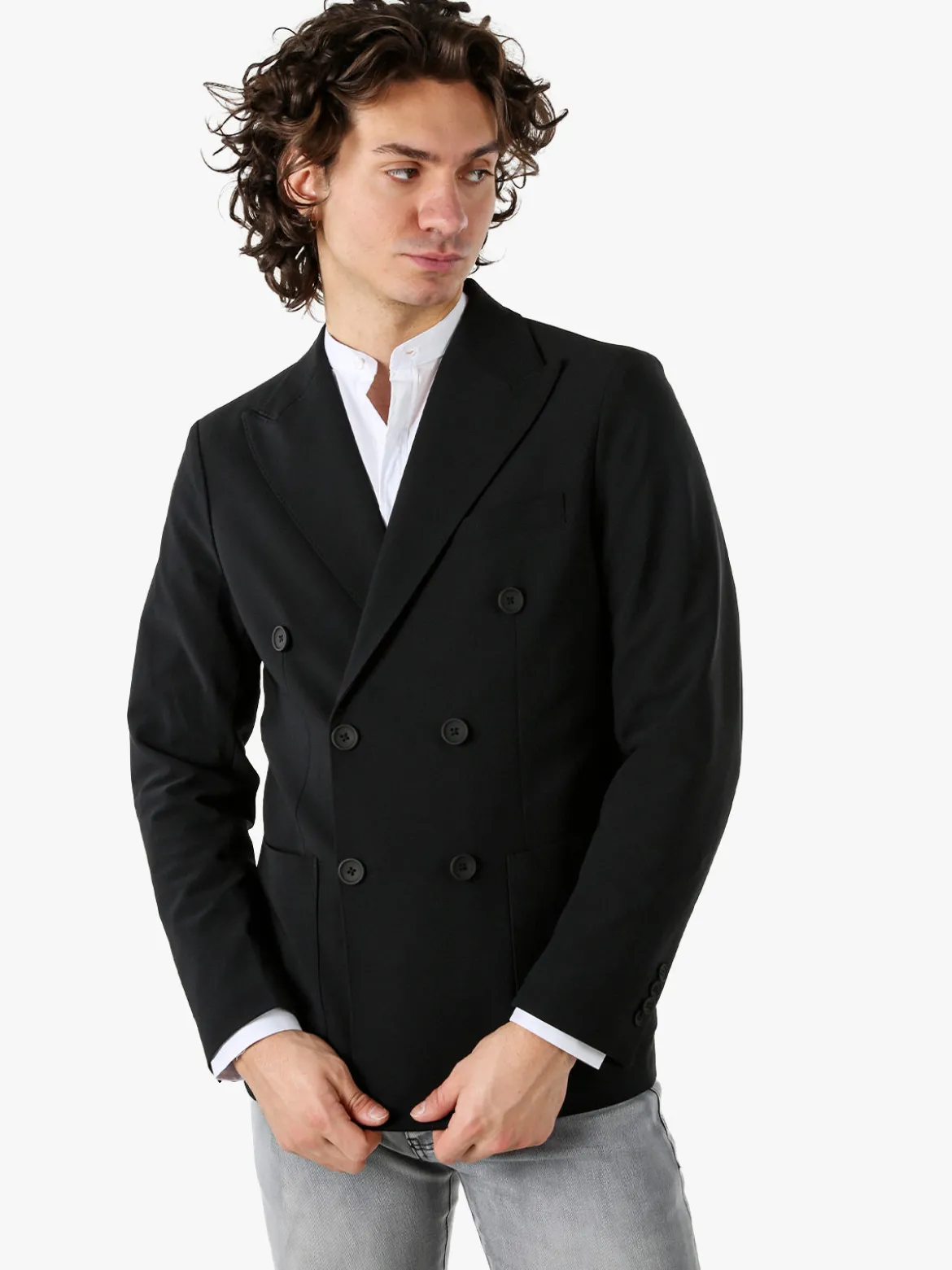 Warren Webber Blazer doppiopetto da uomo - nero