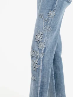 Water Jeans Jeans donna a gamba larga con ricami e strass
