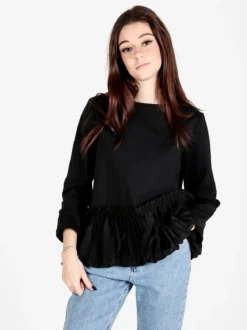 Wendy Trendy Maglia donna oversize con bordo finale a palloncino