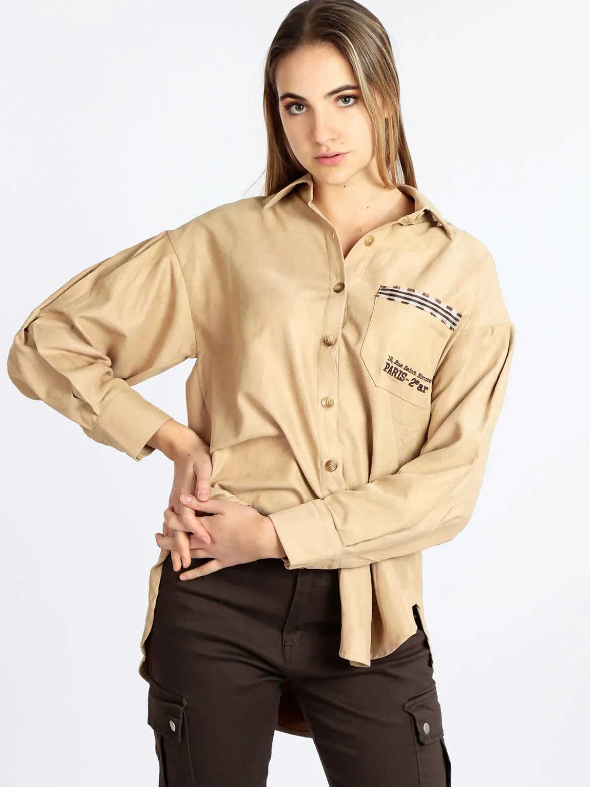 Wiya Camicia donna oversize con taschino