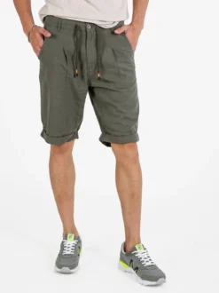 X-Cape Bermuda uomo in misto lino e cotone - verde