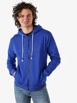 X-Cape Felpa da uomo con cappuccio e zip in cotone - blu