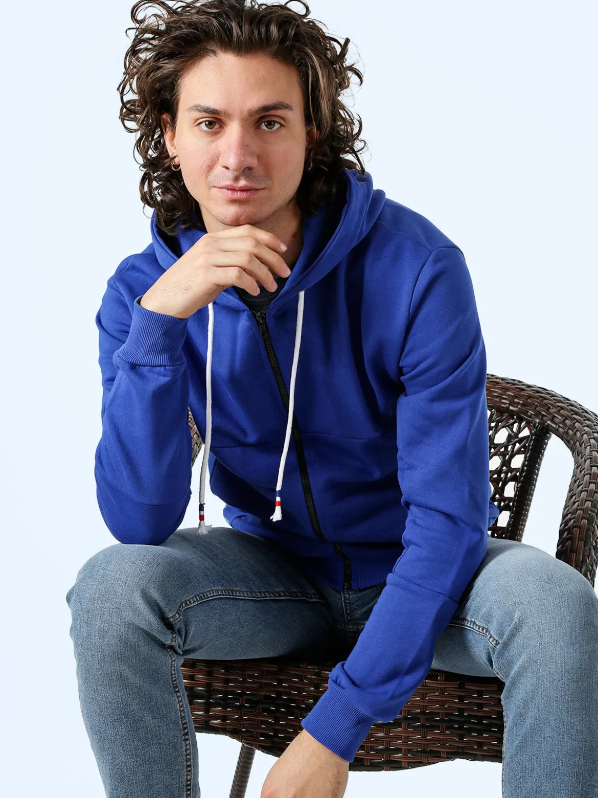 X-Cape Felpa da uomo con cappuccio e zip in cotone - blu