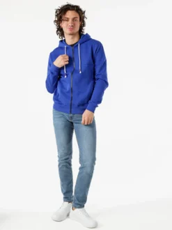 X-Cape Felpa da uomo con cappuccio e zip in cotone - blu