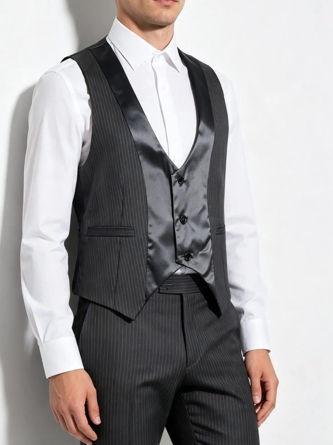 X-Cape Gilet elegante gessato nero