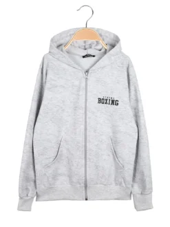 Xtreme Boxing Felpa da ragazzo in cotone con cappuccio e zip - grigio