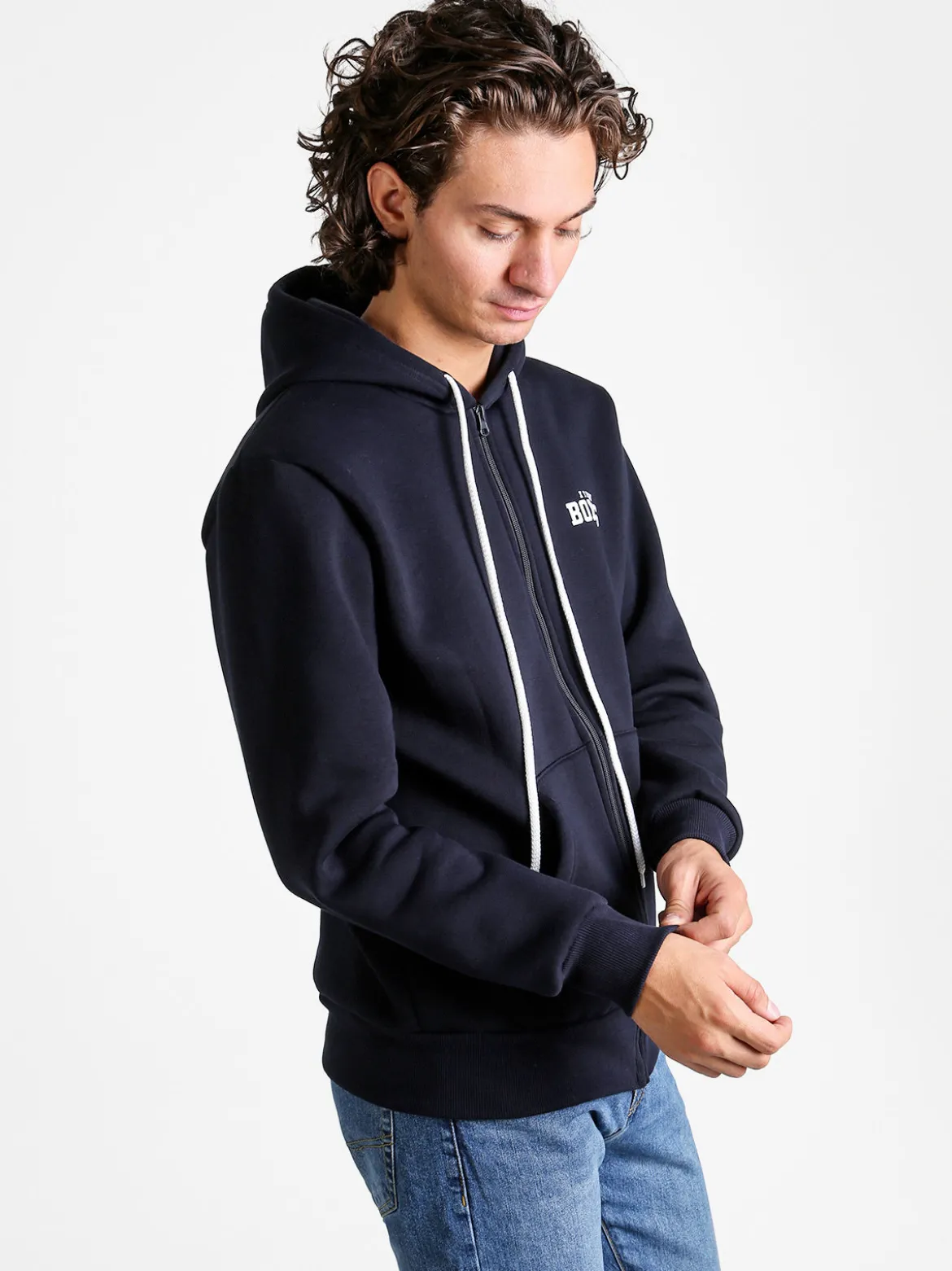 Xtreme Boxing Felpa da uomo con cappuccio e zip - blu scuro
