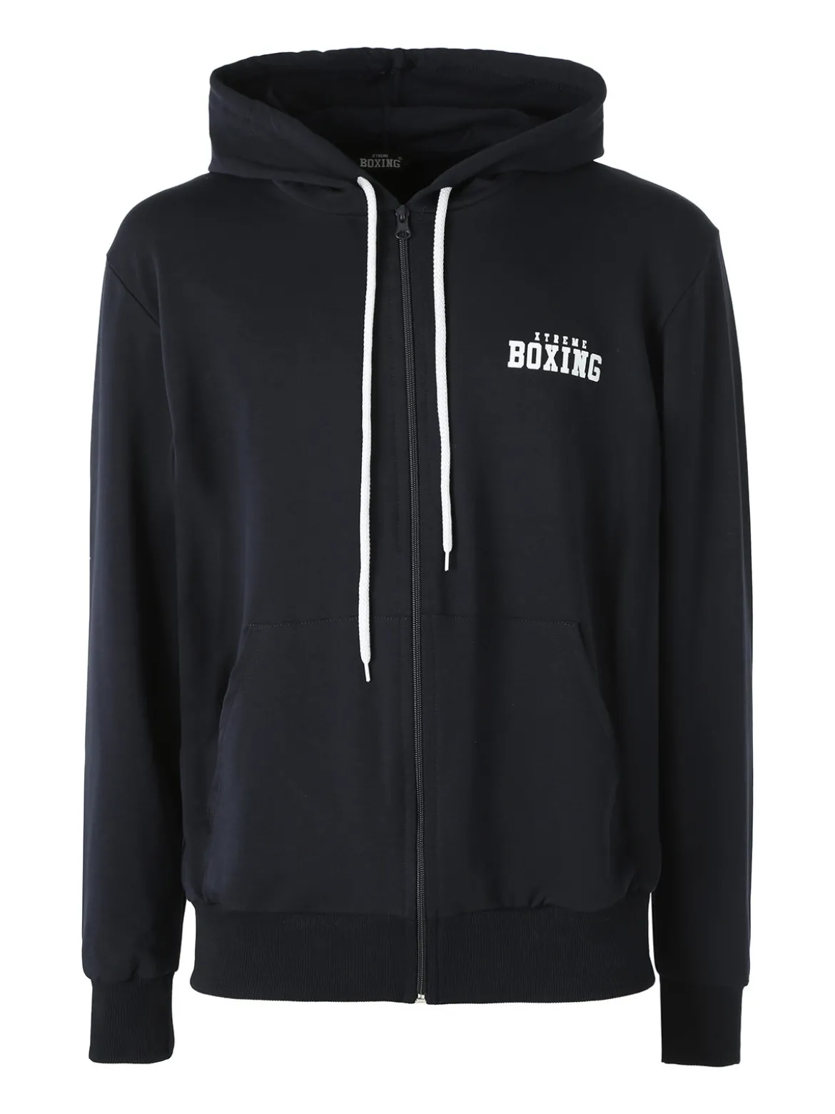 Xtreme Boxing Felpa da uomo in cotone con cappuccio e zip - blu scuro