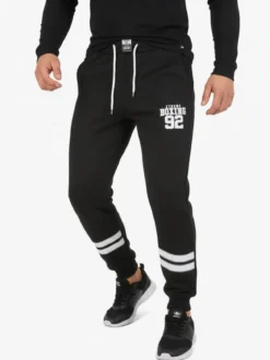 Xtreme Boxing Pantaloni tuta da uomo felpati con polsini - nero