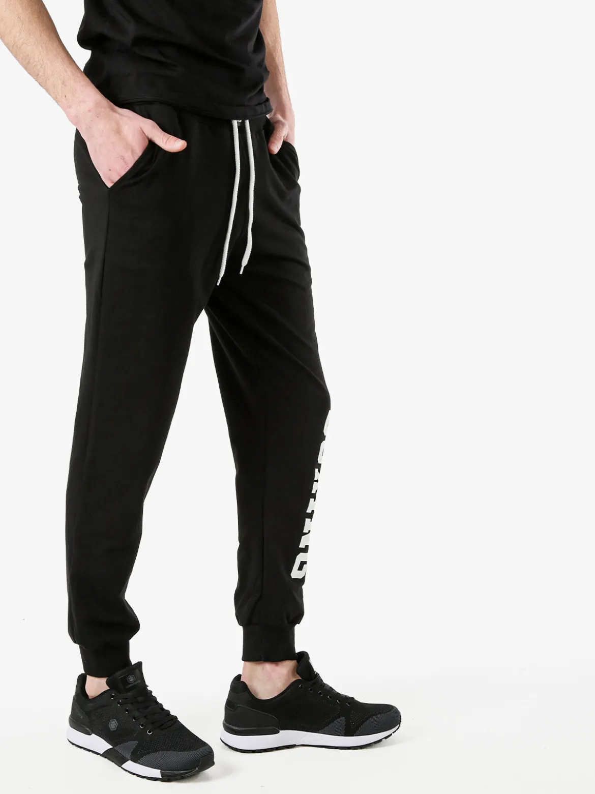 Xtreme Boxing Pantaloni tuta da uomo in cotone con coulisse e logo - nero