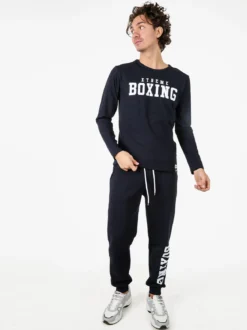 Xtreme Boxing T-shirt da uomo a maniche lunghe con logo - blu scuro