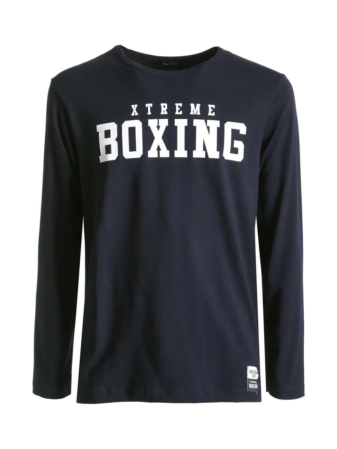 Xtreme Boxing T-shirt da uomo a maniche lunghe con logo - blu scuro