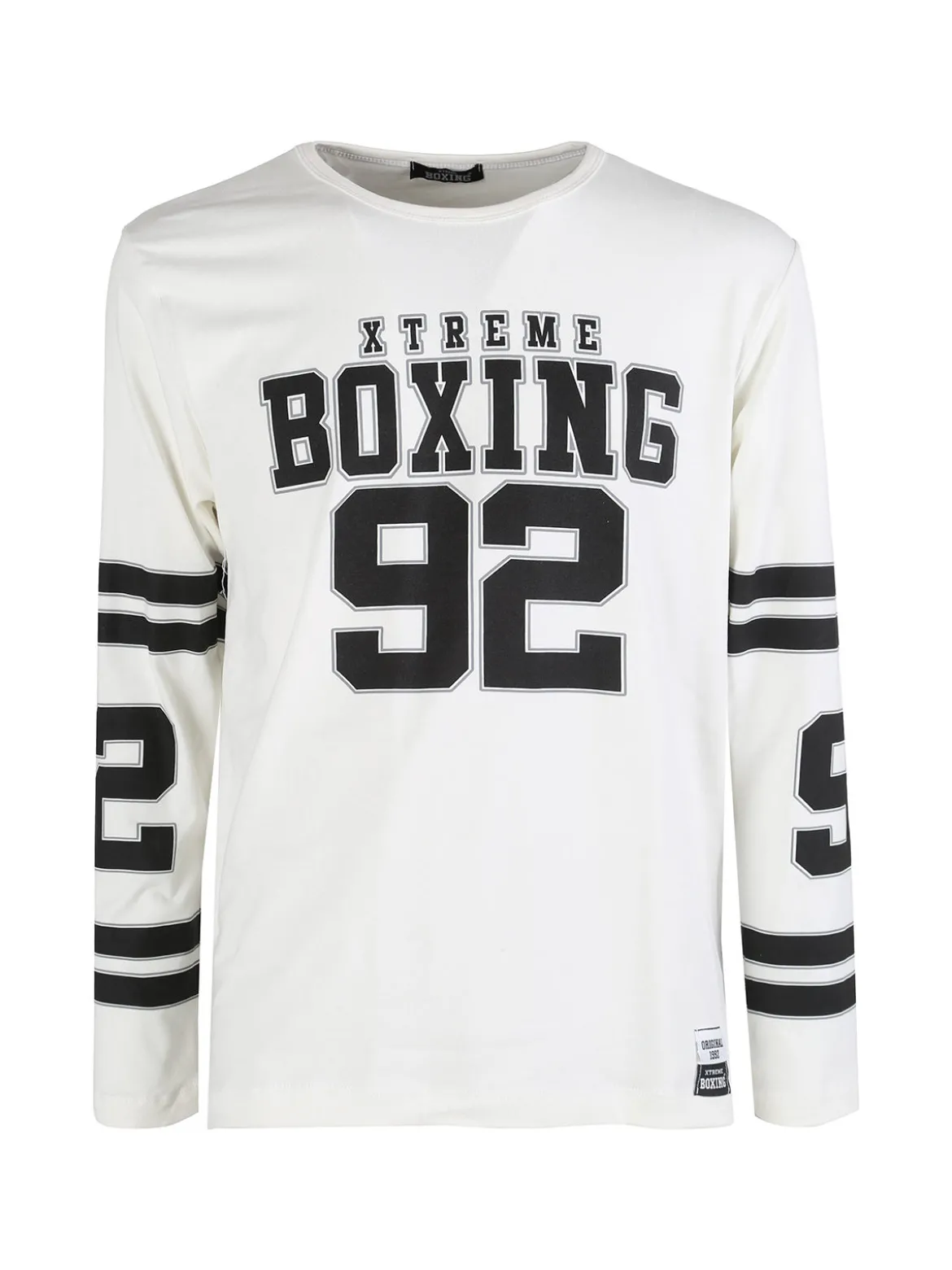 Xtreme Boxing T-shirt da uomo a maniche lunghe con logo - panna