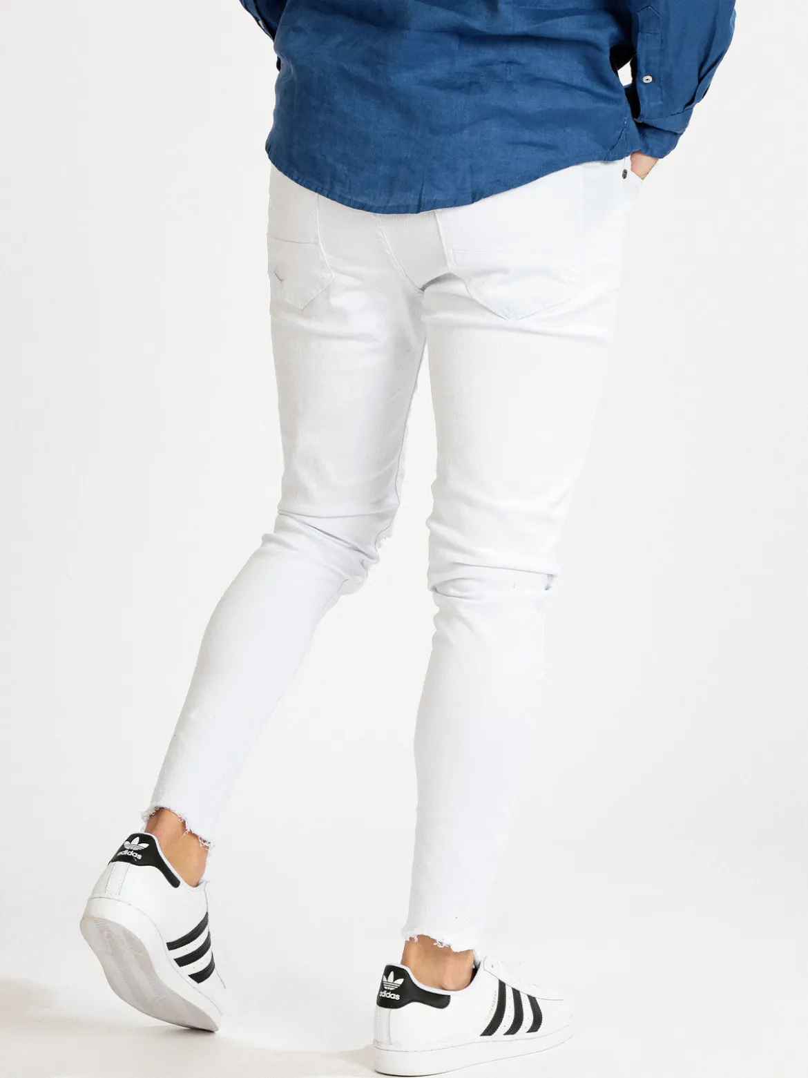 Yes Design Pantaloni bianchi da uomo in cotone