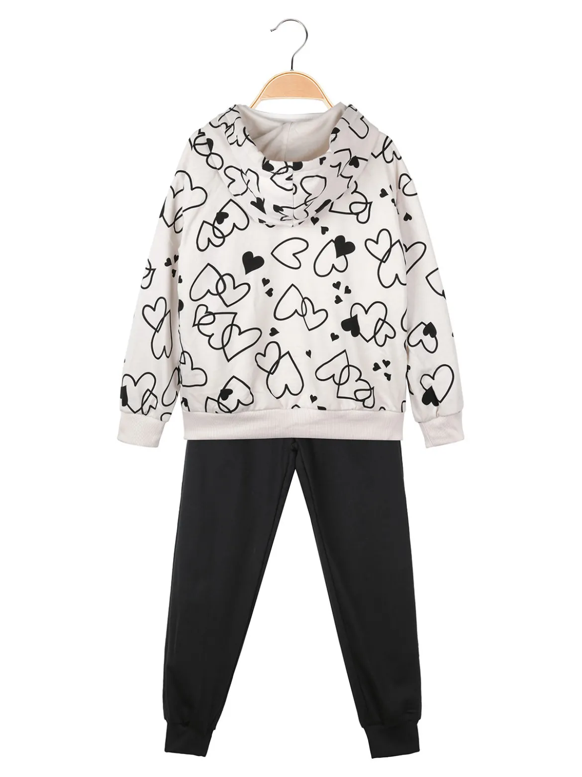 Yes! Do Kid'S Completo 3 pezzi da bambina con felpa con stampa a cuori - panna