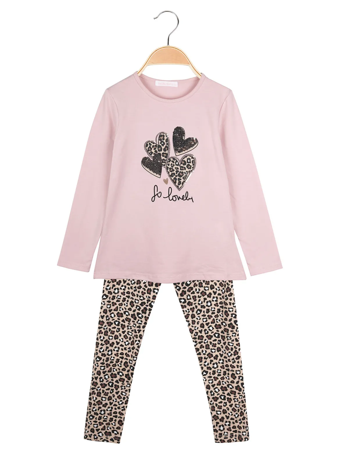Yes! Do Kid'S Completo 2 pezzi da bambina con maglietta e leggings animalier - rosa