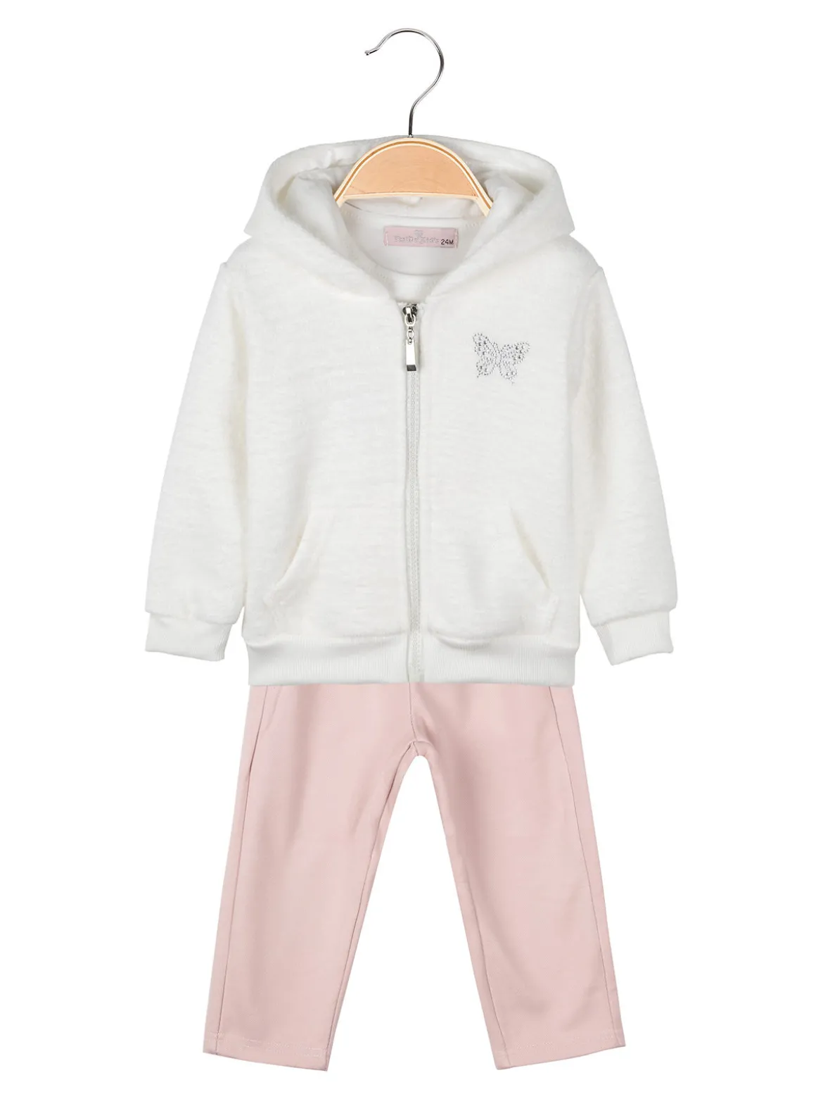 Yes! Do Kid'S Completo 3 pezzi da neonata con cappuccio e zip - bianco