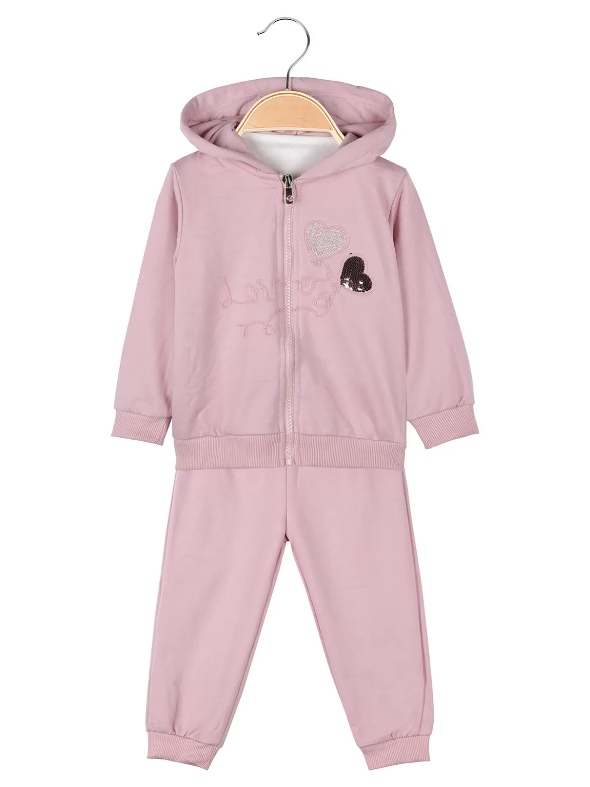 Yes! Do Kid'S Completo 3 pezzi da neonata con cappuccio e zip - rosa