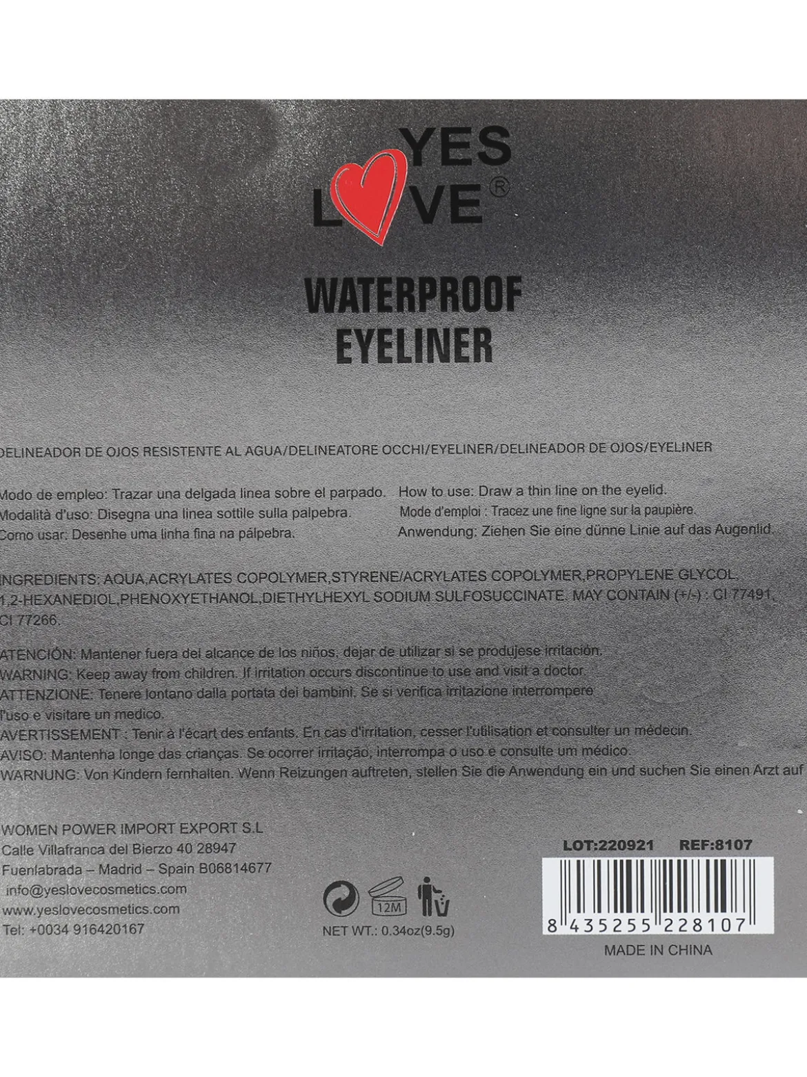 Yes Love Cosmetics Eyeliner waterproof