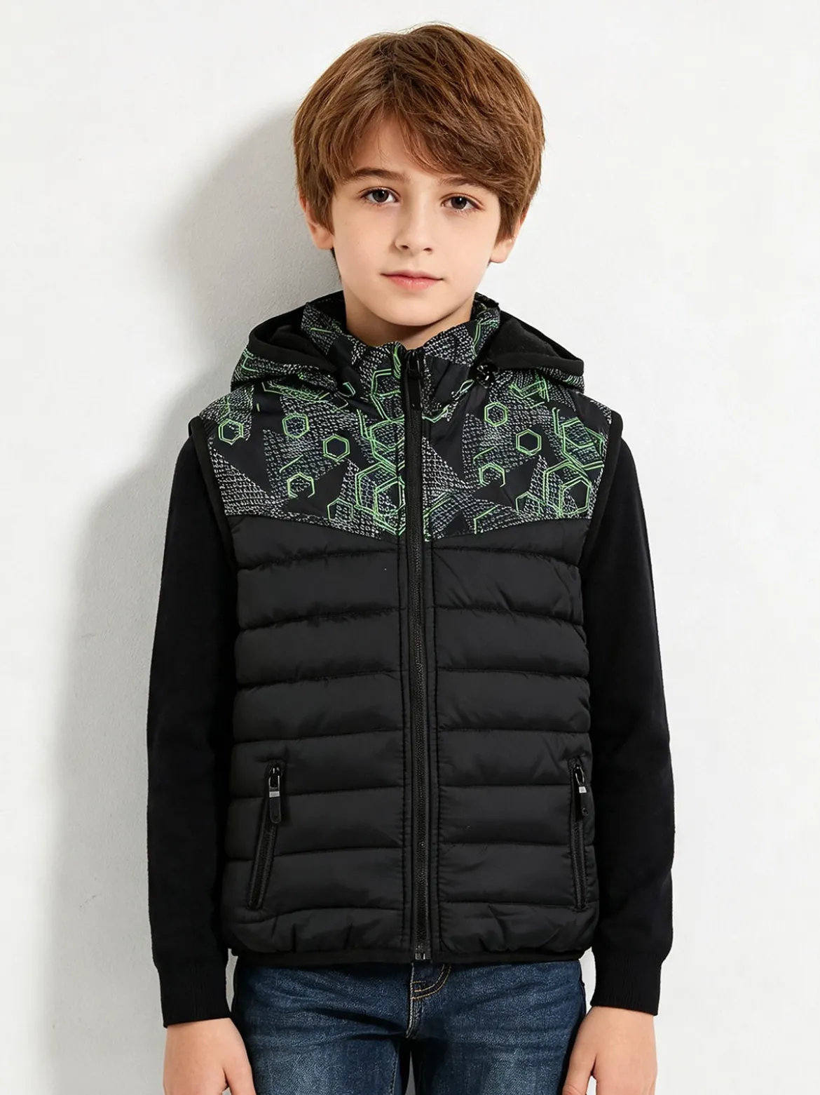 Yi Boy Gilet imbottito da bambino con cappuccio