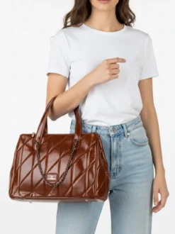 You Young Coveri Borsa donna trapuntata con doppi manici - marrone