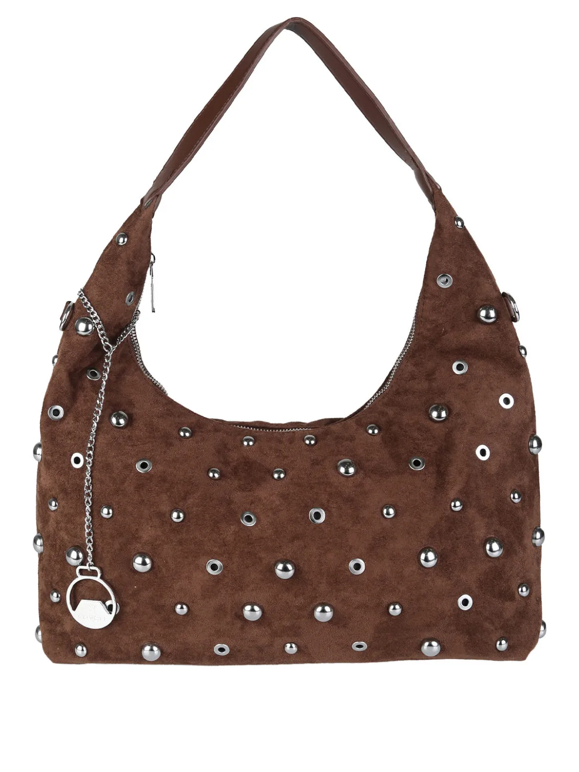 You Young Coveri Borsa hobo da donna in tessuto scamosciato con borchie - moro