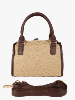 You Young Coveri Borsa mini da donna in maglia intrecciata con doppi manici e dettagli in ecopelle - khaki