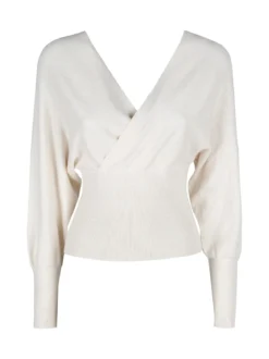 Z Studio Maglia donna con scollo a V e maniche a pipistrello